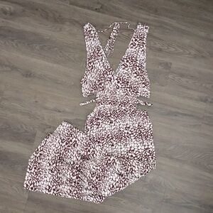 Printed Romper With Side Cut-Outs